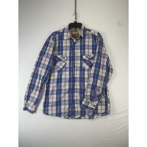 U.S. Expedition Shirt Mens Large Blue Plaid Long Sleeve Button Up Pockets Casual